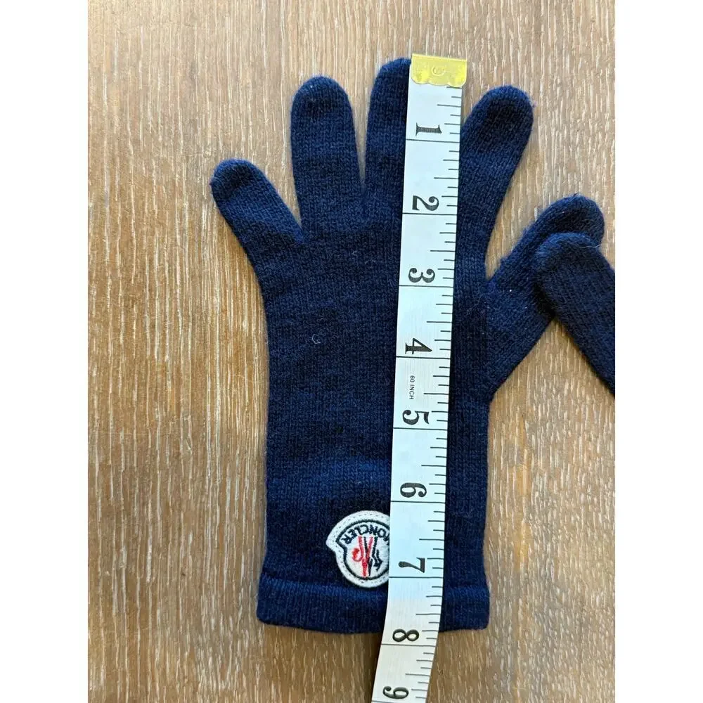 MONCLER Navy Wool Blend Kids Gloves sz S Made in Italy Snow Winter Youth